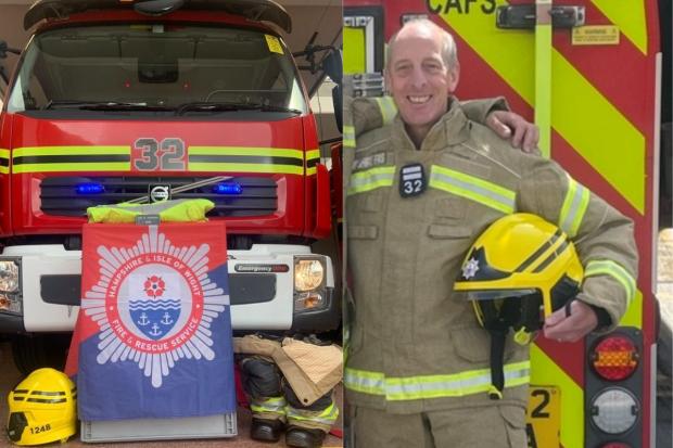 Tributes have been paid to Eastleigh firefighter Adrian Johnson. Left, a tribute from his crew mates. Photos: Hampshire Fire and Rescue Service.