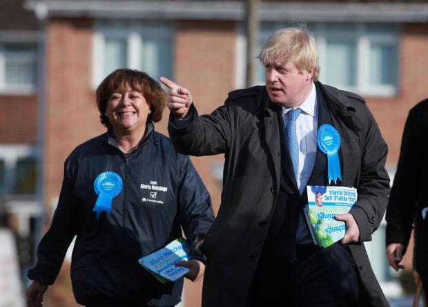 Daily Echo: 20 Feb 2013 - Eastleigh by-election Mayor of London Boris Johnson visits Eastleigh to show his support for conservative candidate Maria Hutchings.  Boris and Maria pictured during their visit to Fair Oak