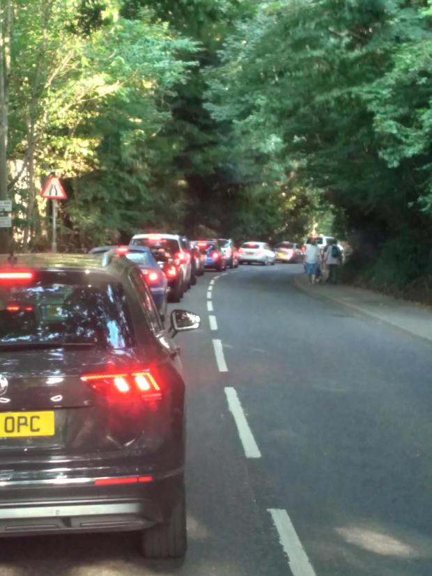 Daily Echo: Traffic after the Michael Bublé concert at Chewton Glen in Hampshire . Photo by Andrea Stubbington