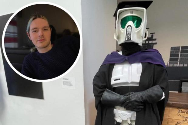 Patrick Day-Childs, dressed as a scout trooper for his Solent University graduation ceremony.