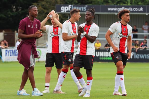 Daily Echo: Armel Bella-Kotchap (far left) and Romeo Lavia (second right) are two of Saints' new young recruits. Image by: Matt Temple
