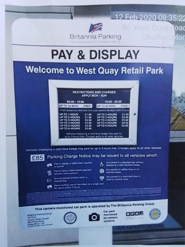 Daily Echo: Pay and display at West Quay Retail Park