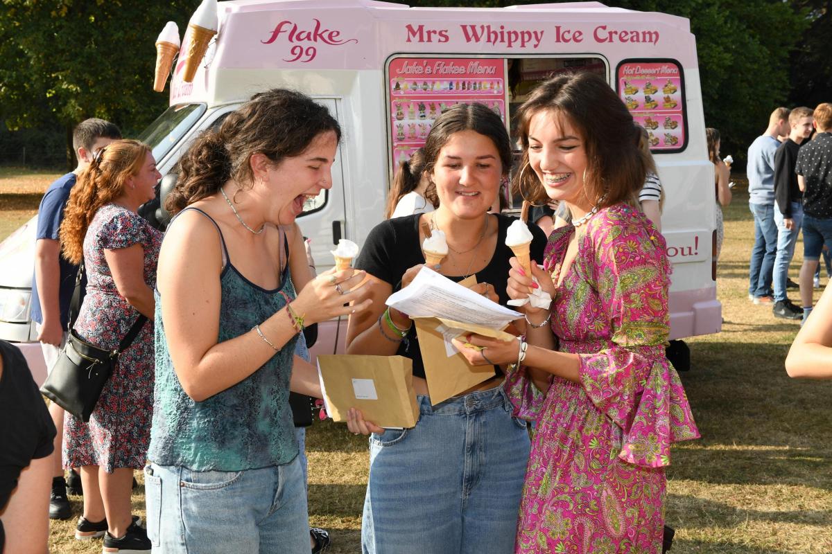 From left: Orla Compton, Isobel Baldock, Fiona Searl all 18 having an ice cream. Credit: Paul Jacobs/pictureexclusive.com