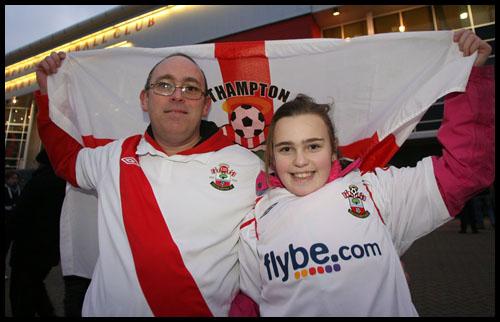 Glen and Hannah Marsh with high hopes for Saints at the FA Cup tie against Man United at St. Mary's.
