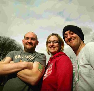 UFO SPOTTER: From left – Deano Price with Ria Harding and Marc Price. Echo picture by Stuart Martin. Order no: 12004053