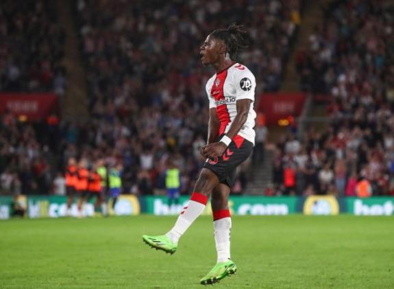 Daily Echo: Romeo Lavia celebrates scoring his maiden Saints goal against Chelsea. Image: Stuart Martin Daily Echo: Romeo Lavia celebrates scoring his maiden Saints goal against Chelsea. Image: Stuart Martin