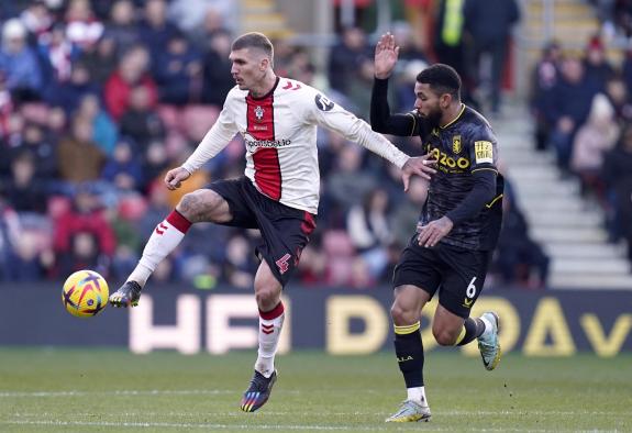 Daily Echo: Lyanco in action for Saints against Aston Villa. Daily Echo: Lyanco in action for Saints against Aston Villa.