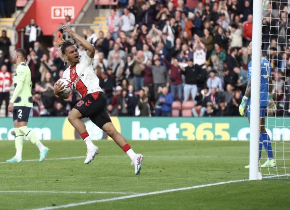Daily Echo: Sekou Mara celebrates making it 3-1 against Manchester City. Daily Echo: Sekou Mara celebrates making it 3-1 against Manchester City.