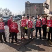 The group led by Beccy Ruddick outside the Civic offices in Southampton.