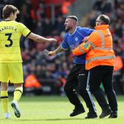 Tyler Reed intruding onto the pitch during Southampton's clash with Chelsea in April 2022. Photo: PA