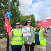 Red Funnel staff on the picket line at Southampton's terminal last month