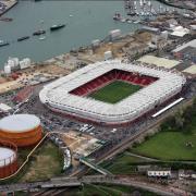 Aerial view of St Mary's Stadium in Southampton