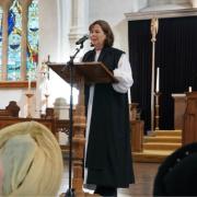 The Bishop of Southampton, the Right Rev Debbie Sellin, takes part in the service at St Mary's Church, Southampton.