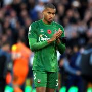 Southampton goalkeeper Gavin Bazunu applauds the fans following defeat after the final whistle in the Premier League match at St. Mary's Stadium, Southampton. Picture date: Sunday November 6, 2022.