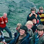 Captain Pat and members of the boys brigade during a trek in Wales in 1975