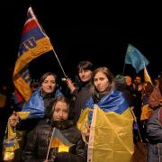 Peace vigil for Ukraine in Southampton on February 24, 2023