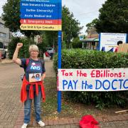 Activists join a junior doctors' picket at University Hospital Southampton during a previous strike