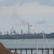 Flares above Fawley Refinery