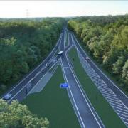 A CGI of the proposed new bus lane on the A326 between Totton and Marchwood