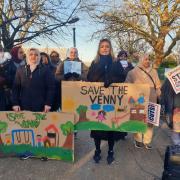 Save The Venny protesters gather at the park and play area