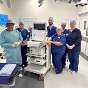 Bhaskar Somani using the smart glasses with his team at Nufffield Health Wessex Hospital