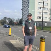 Josh Allen, Labour councillor for Thornhill, at the site of the soon to be installed zebra crossing