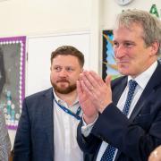 Schools minister Damian Hinds MP, right, with Southampton City Council\'s cabinet member for children and learning Cllr Alex Winning, centre, and service manager for inclusion Bryn Roberts, left
