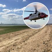 The woman was spotted by police off Meon Shore and rescued by the coastguard