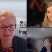 The final day of the public inquiry on Titchfield Festival Theatre\'s planning appeal, which was held virtually. Pictured are planning inspector Nancy Thomas (left), Emma Dring (top right) and Megan Thomas KC (bottom right)