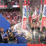 Southampton celebrate promotion to the Premier League at Wembley