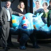 Mayflower chief executive Michael Ockwell, Mayflower’s head of sales and marketing Sarah Lomas and Marwell Wildlife’s Kirstie Mathieson at an event where the theatre backed Marwell’s Go Rhino! initiative.