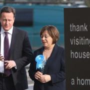 David Cameron and Maria Hutchings in Eastleigh today.