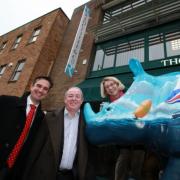 Darren Fulford and managing director Neil Igglesden of Radcliffe and Co with Marwell’s Kirsty Mathieson
