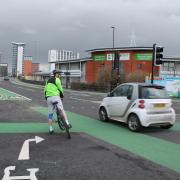 The new cycle-friendly junction on the Itchen Bridge/Central Bridge intersection in Southampton