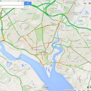 Google Maps showing traffic in Southampton