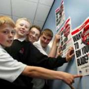 BACKING OUR MESSAGE: Millbrook Community School pupils.  Echo picture by Joanna Mann. Order no: 4950311