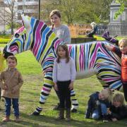 Youngsters with one of the Zany Zebras