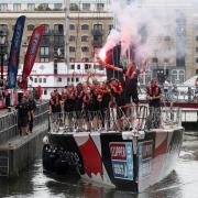 Team LMAX Exchange during the final stage of the Clipper Round the World Yacht Race at St Katharine Docks, London. (PA)