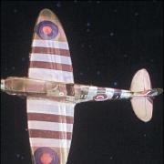 The Spitfire memorial in situ, with the livery projected on to it.