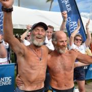 Handout photo issued by Talisker Whisky Atlantic Challenge of army veterans, Neil Young and Peter Ketley, rowing as Grandads of the Atlantic , in English Harbour, Antigua, as they complete the 3,000-mile trans-Atlantic rowing race, 2018/19 Talisker