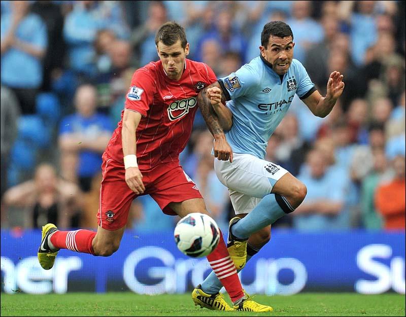 Photographs from Southampton's Premier League match against Manchester City at the Etihad Stadium on Sunday August 19, 2012. The unauthorised downloading, copying, editing or distribution of this picture is strictly prohibited.