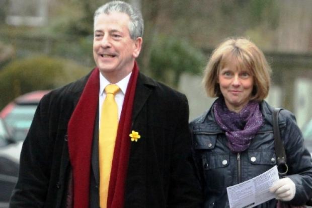 Hand in hand: Peta Thornton and husband Mike yesterday