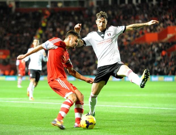Images from the Barclay's Premier League match between Saints and Fulham at St Mary's Stadium. The unauthorised downloading, editing, copying or distribution of this image is strictly prohibited.