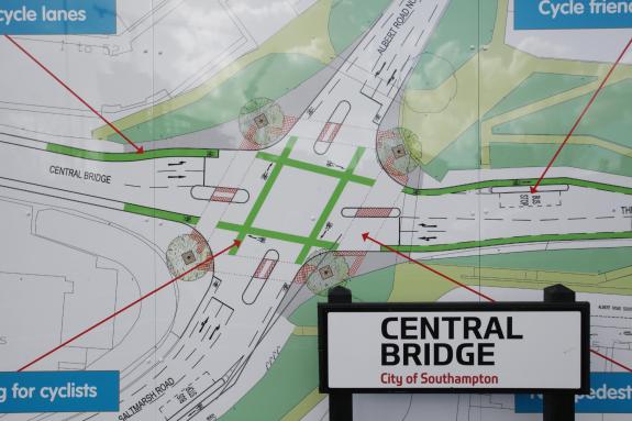 Daily Echo: The new bike-friendly junction at the Itchen Bridge/Saltmarsh road junction in Southampton Daily Echo: The new bike-friendly junction at the Itchen Bridge/Saltmarsh road junction in Southampton