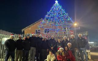 Employees at Skill Scaffolding have lit up their unusual Christmas tree