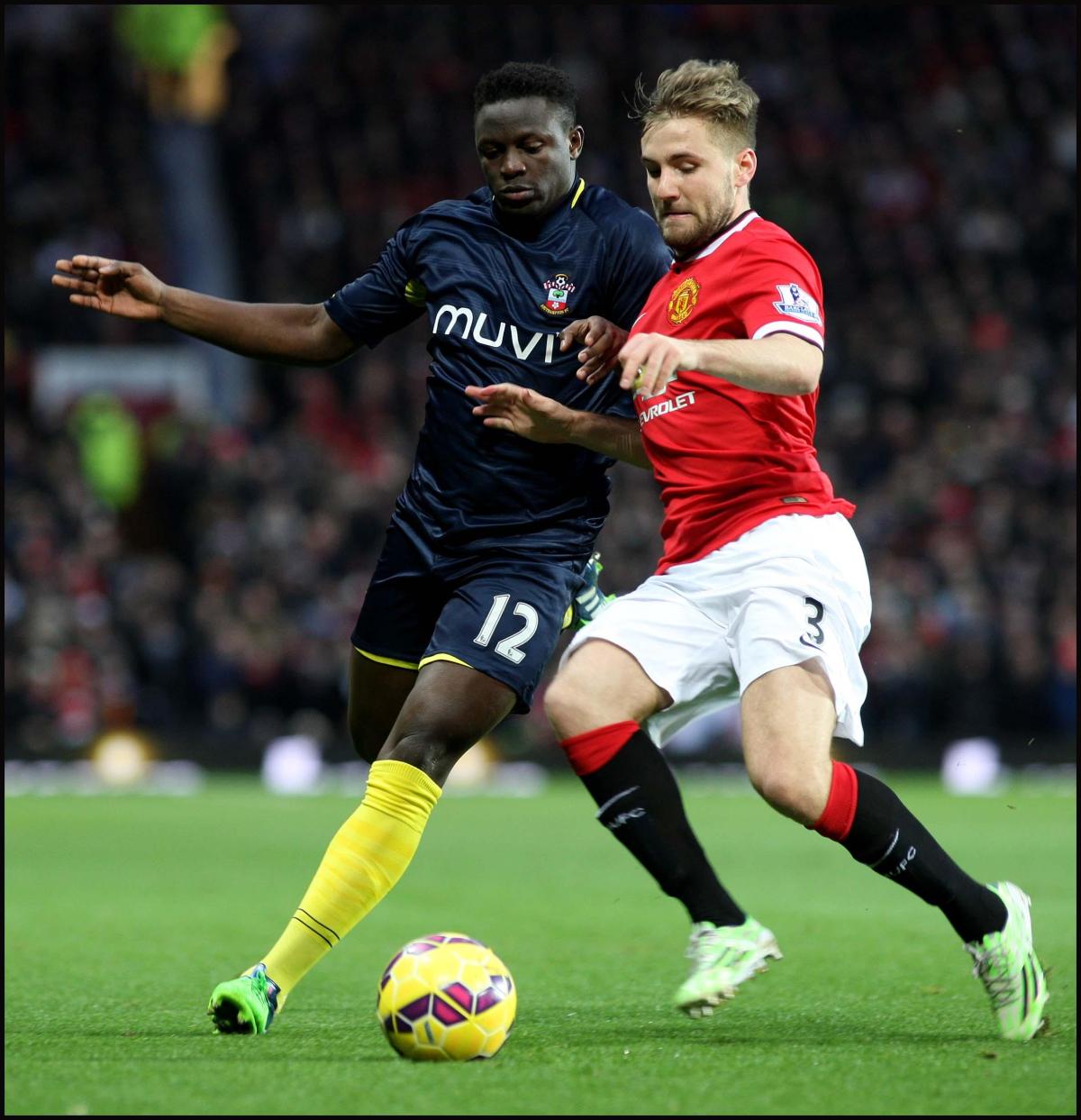Pictures from the Barclays Premier League clash between Manchester United v Saints at Old Trafford. The unauthorised downloading, editing, copying, or distribution of this image is strictly prohibited.