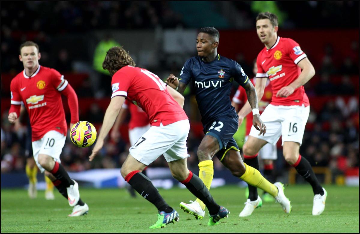 Pictures from the Barclays Premier League clash between Manchester United v Saints at Old Trafford. The unauthorised downloading, editing, copying, or distribution of this image is strictly prohibited.