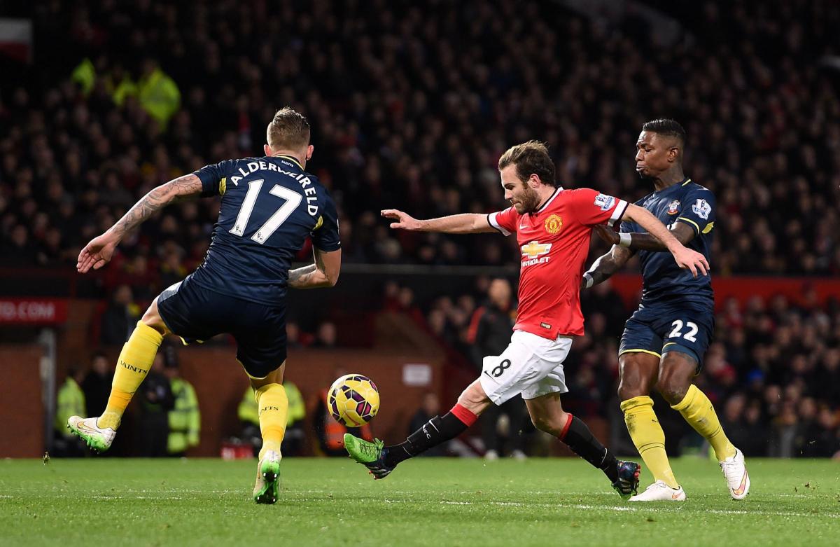 Pictures from the Barclays Premier League clash between Manchester United v Saints at Old Trafford. The unauthorised downloading, editing, copying, or distribution of this image is strictly prohibited.