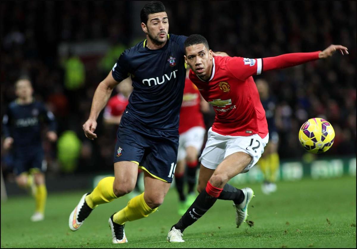 Pictures from the Barclays Premier League clash between Manchester United v Saints at Old Trafford. The unauthorised downloading, editing, copying, or distribution of this image is strictly prohibited.