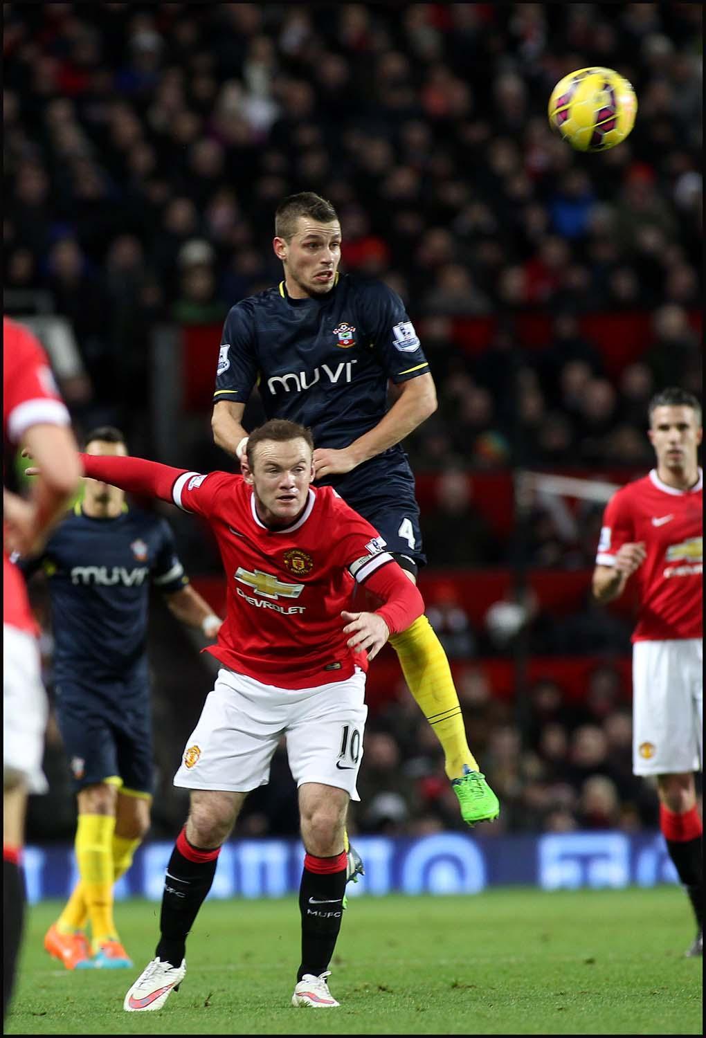 Pictures from the Barclays Premier League clash between Manchester United v Saints at Old Trafford. The unauthorised downloading, editing, copying, or distribution of this image is strictly prohibited.